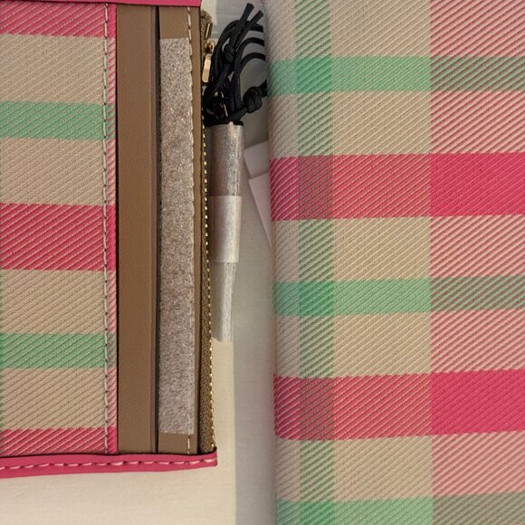Coach Mini Skinny Id Case w wristlet/wallet /Plaid Print set/pink/ multi - Picture 15 of 16